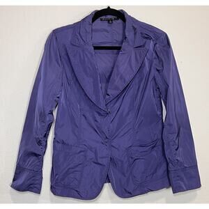 LAFAYETTE 148 Blazer Jacket Size 4 Purple-Blue Nylon Lightweight Snap Closure
